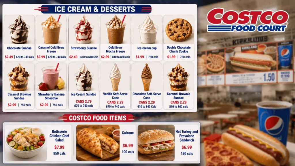 Costco Food Court Ice Cream Menu