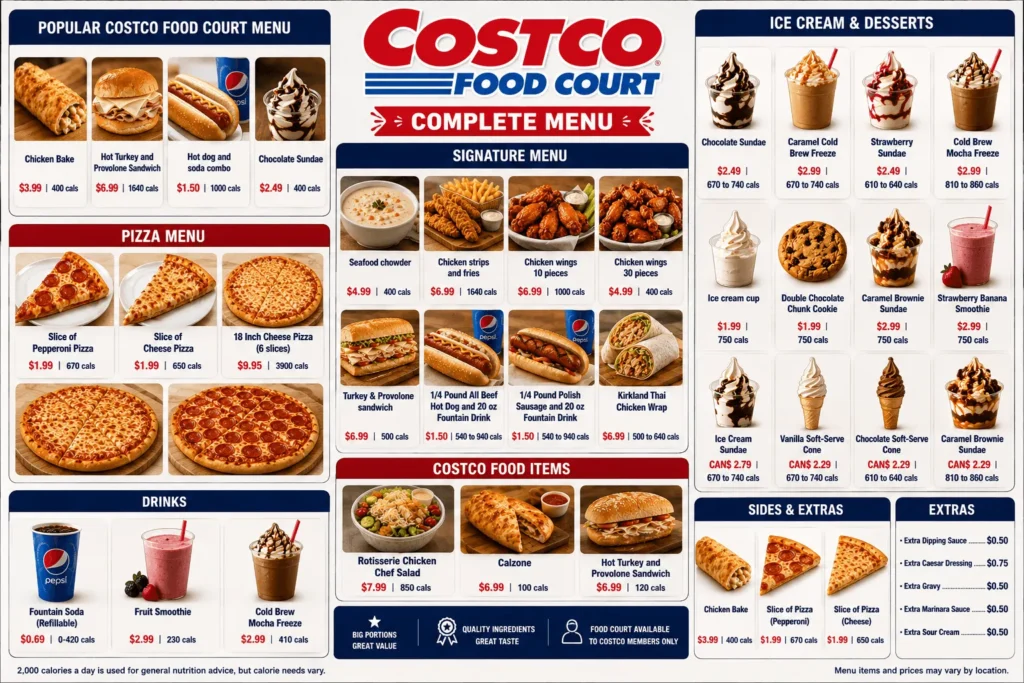 Costco food court menu guide